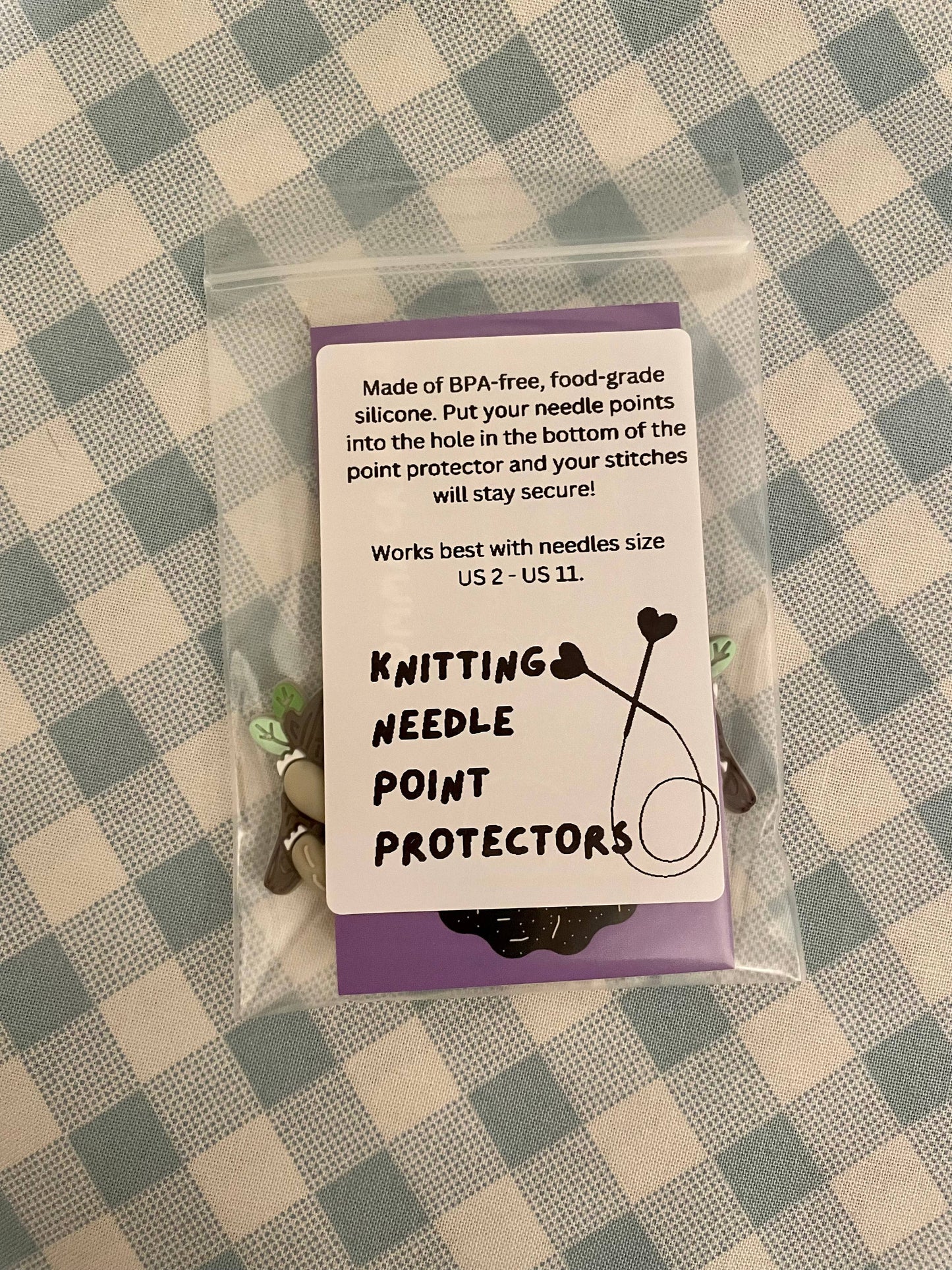 Knitting Needle Point Protectors Black Cat in Yarn Basket