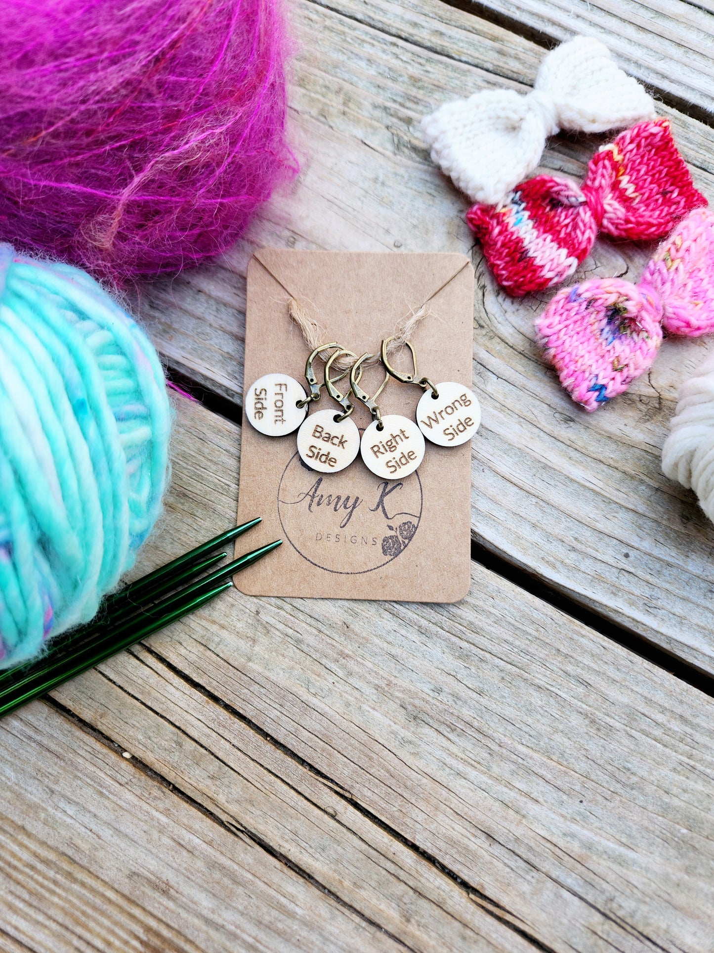 Stitch marker set which side reminder