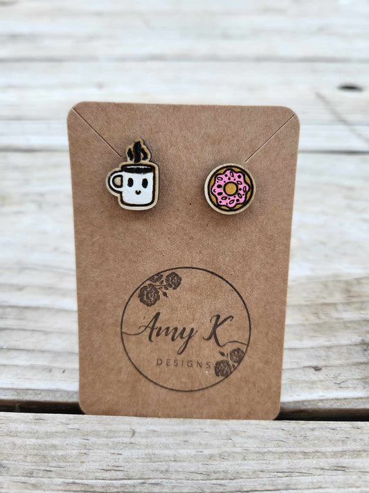 Micro Coffee and Donuts earrings