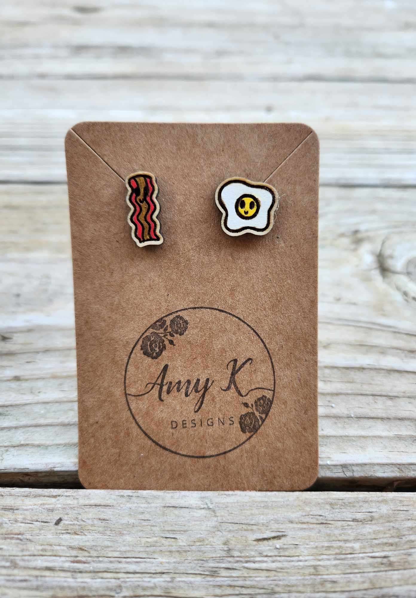 Micro Bacon and Eggs earrings