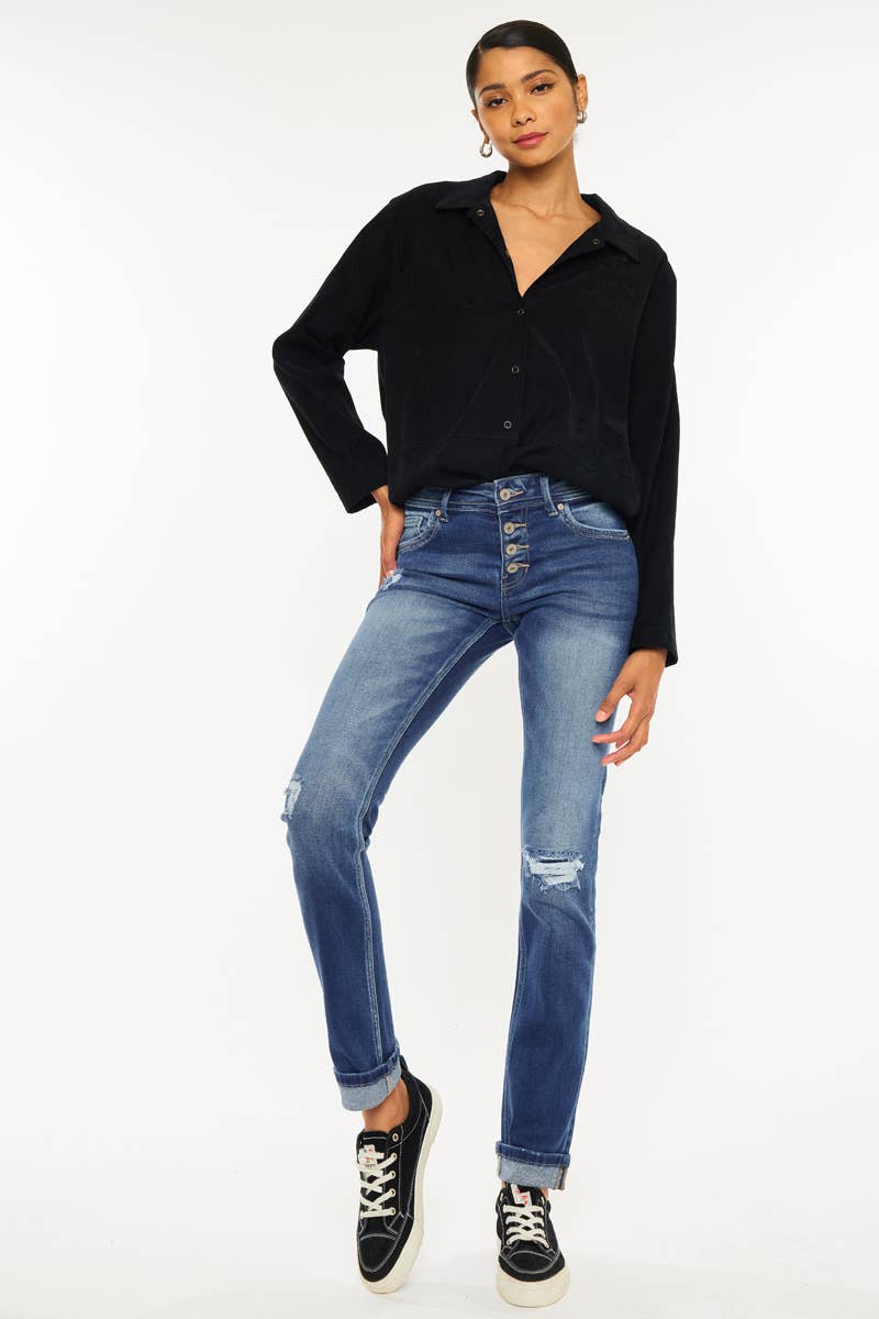 KanCan Straight Leg Mid Rise Jeans