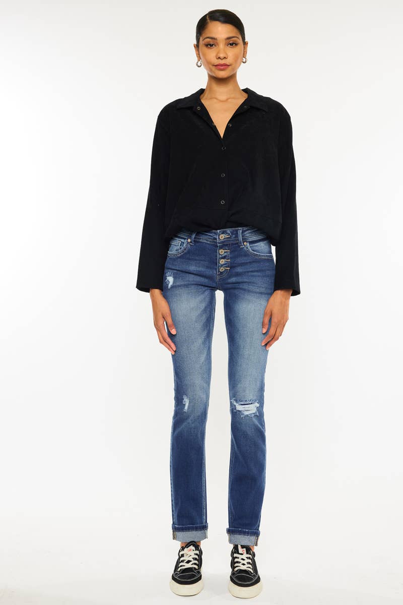 KanCan Straight Leg Mid Rise Jeans