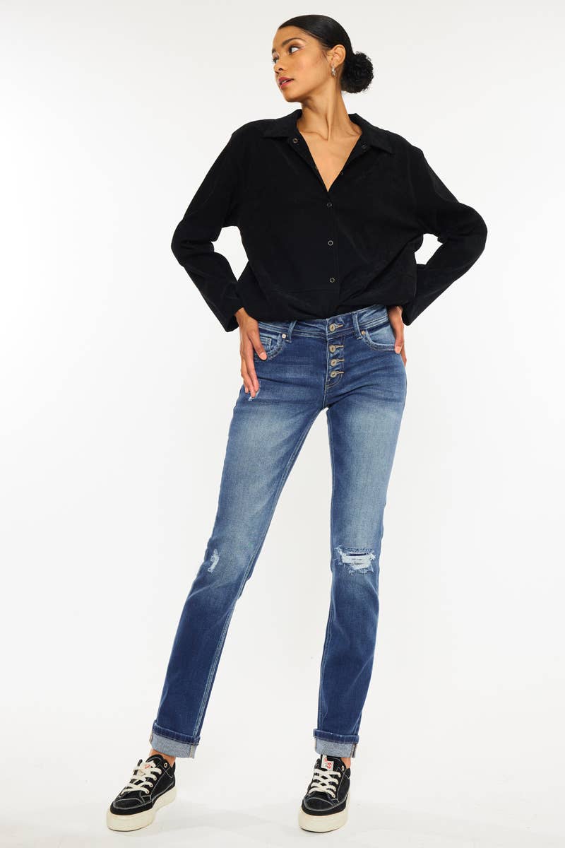 KanCan Straight Leg Mid Rise Jeans