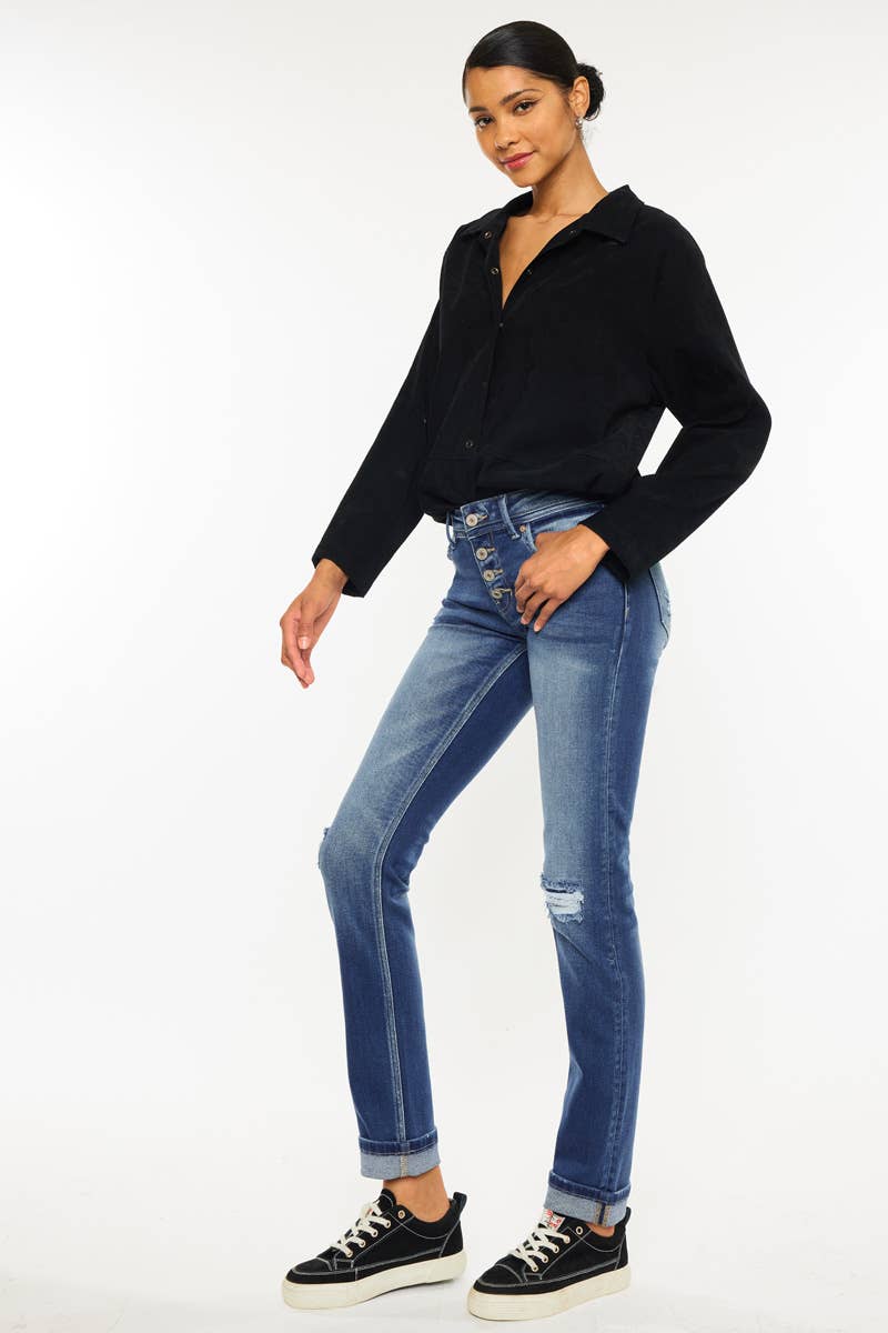 KanCan Straight Leg Mid Rise Jeans