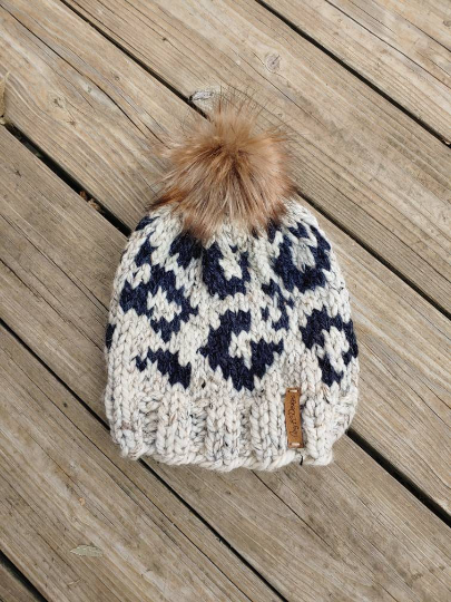 Animal Print Knit Hat