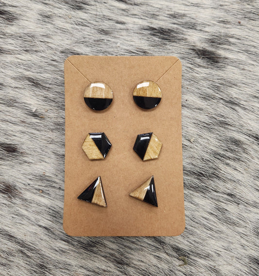 Geometric Earring Set Black