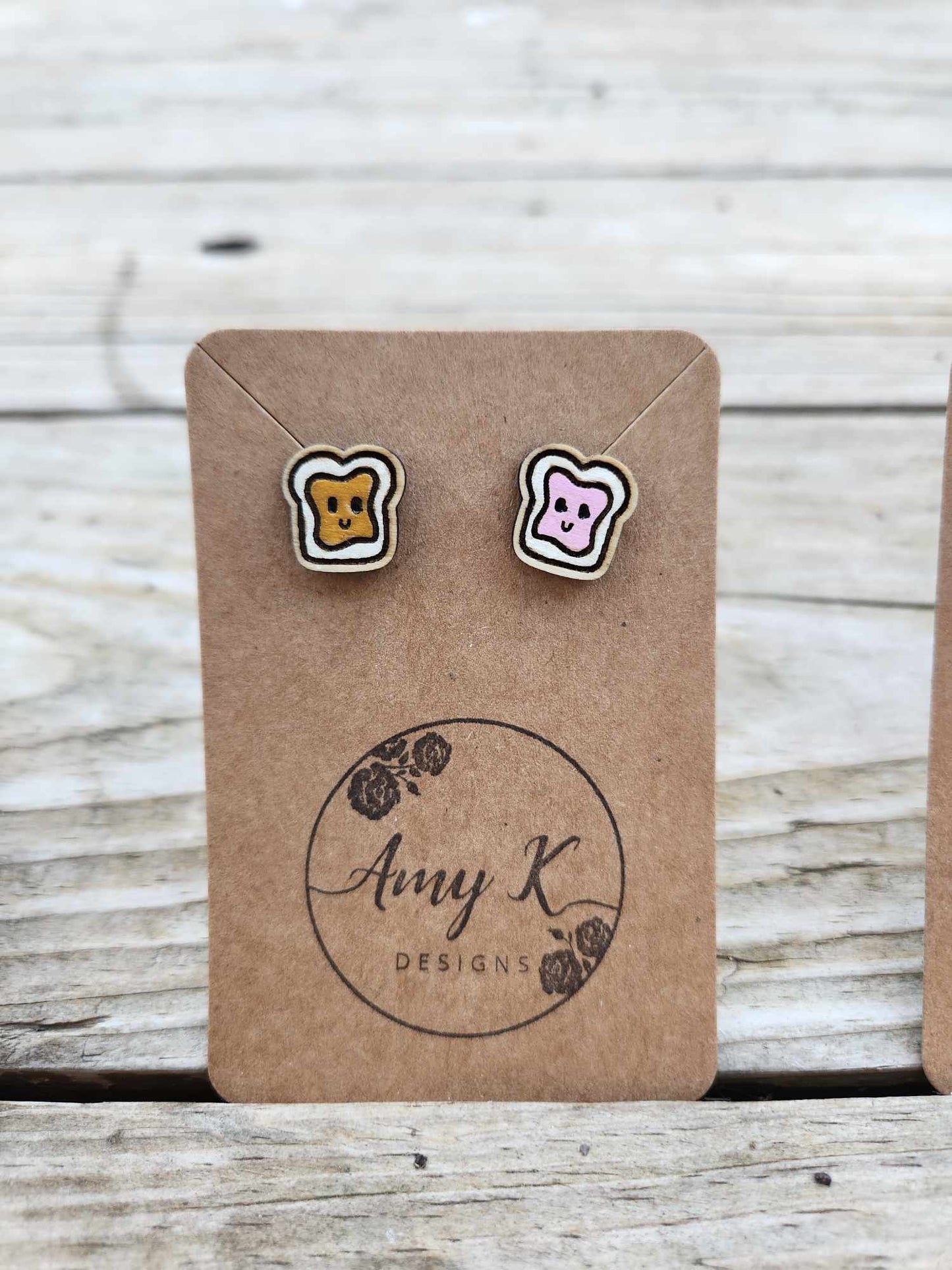 Micro Peanut Butter and Jelly earrings