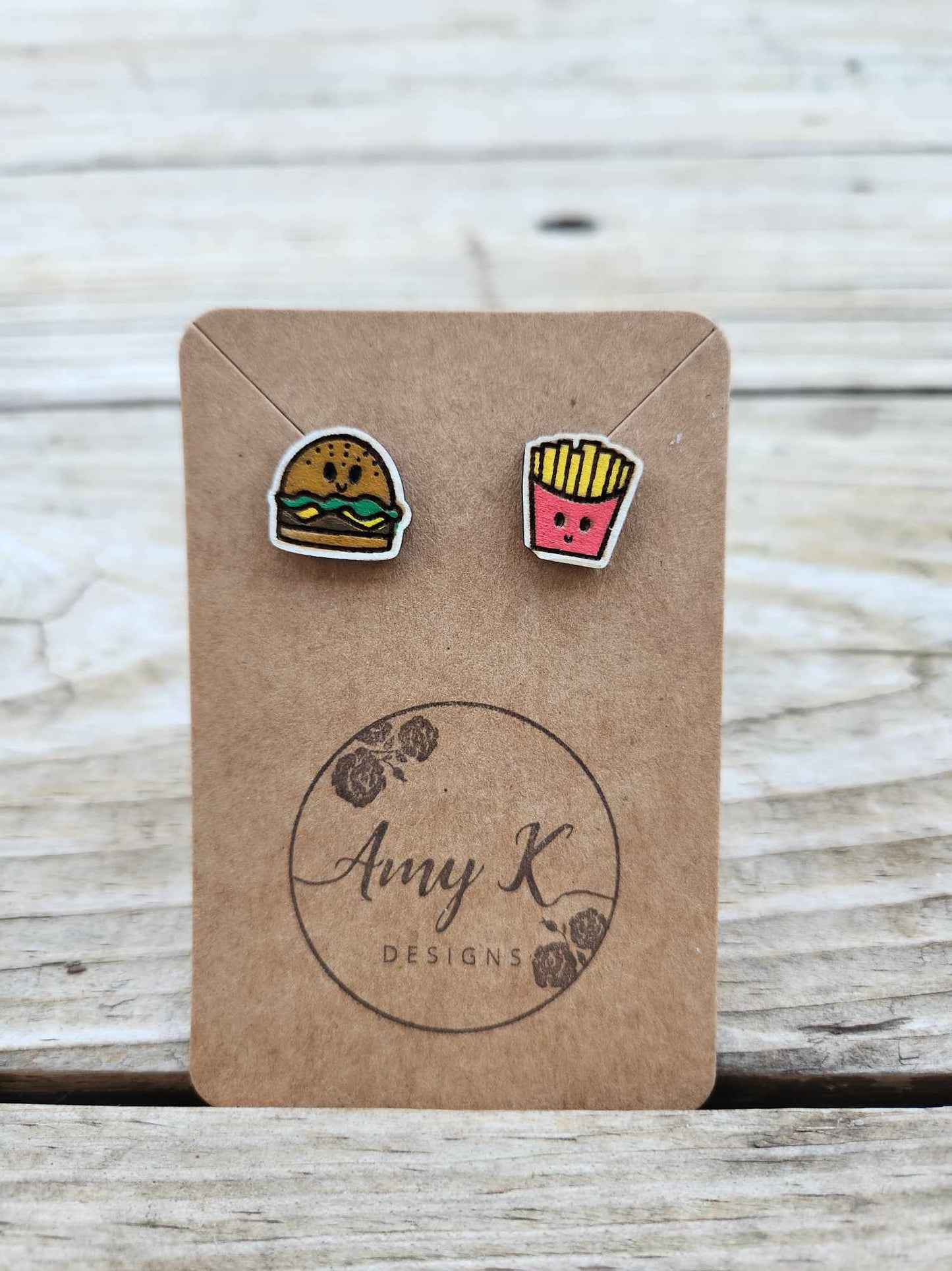Micro Burger and Fries earrings