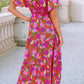 Floral Short Sleeve Smocked Waist Maxi Dress