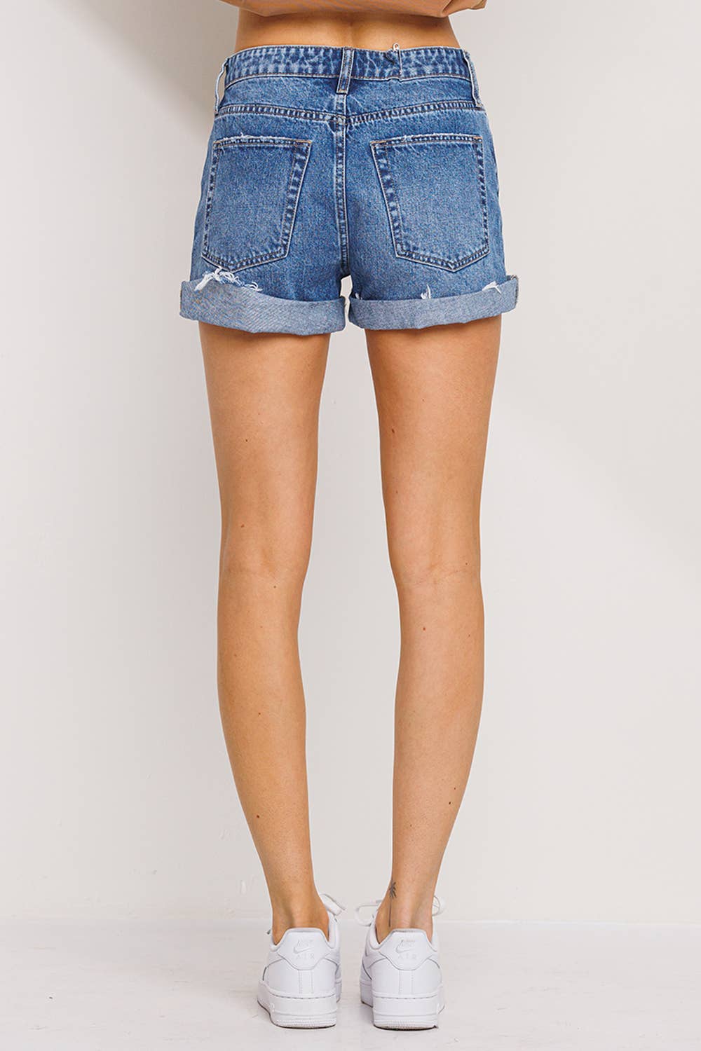 High Rise Distressed Shorts