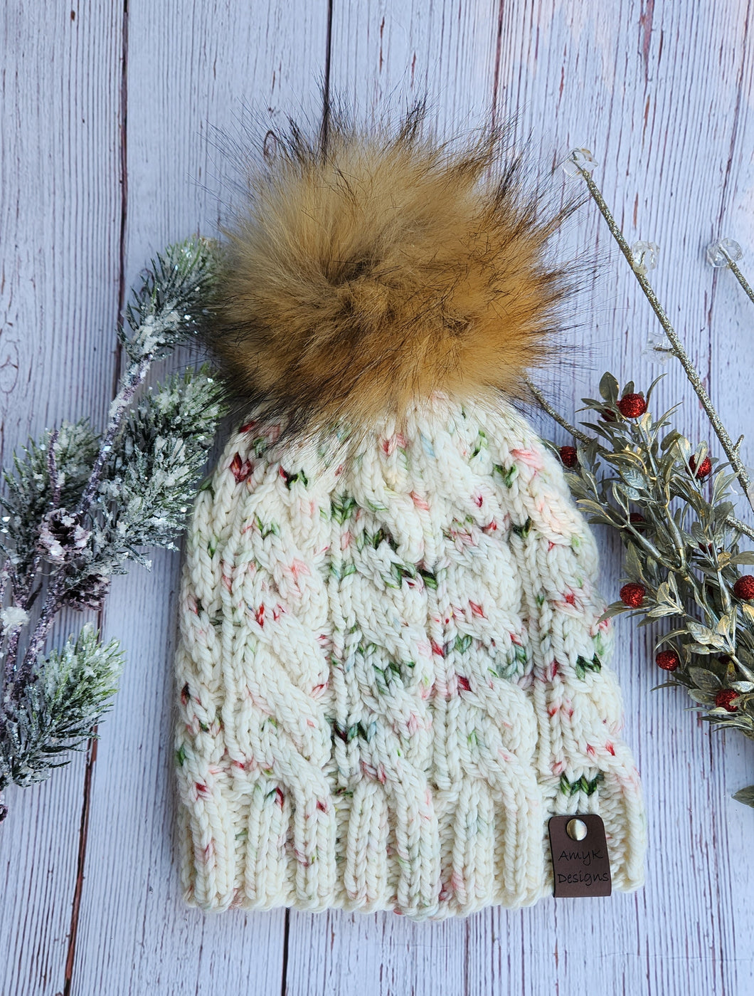 Christmas cable knit beanie