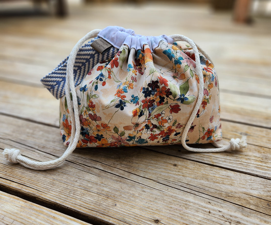 Cream floral project bag