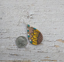 Load image into Gallery viewer, Sunflower stripe tear drop earrings
