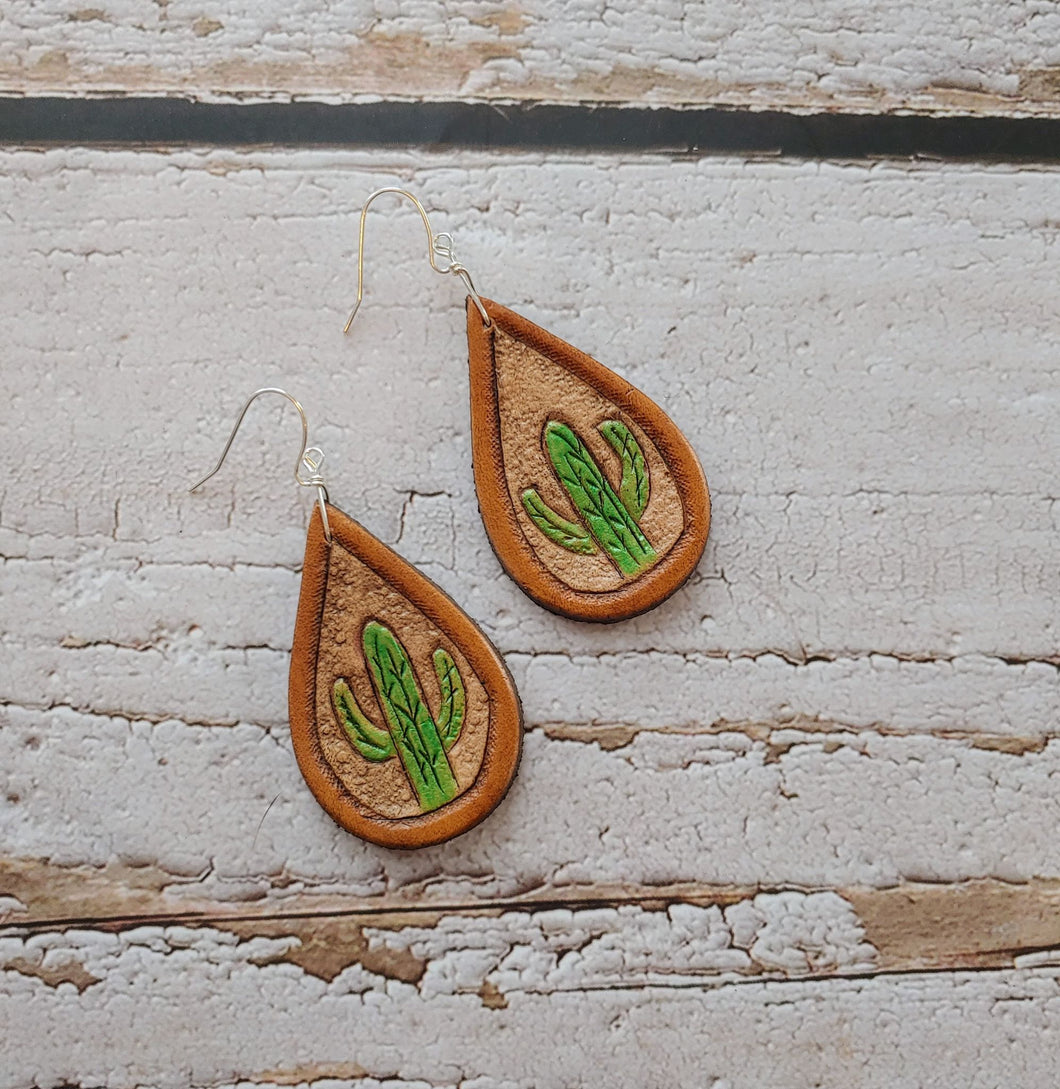 Cactus Leather Earrings