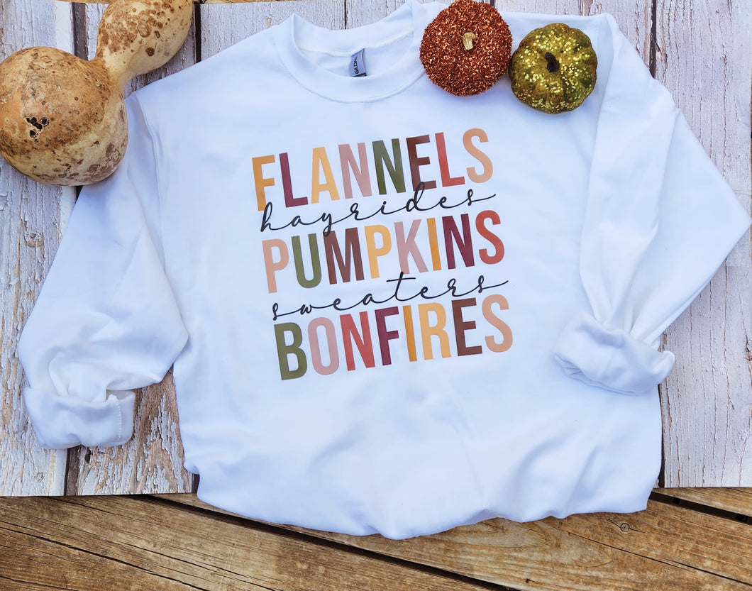 Flannels, Pumpkins and Bonfires Sweatshirt