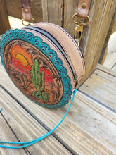 Load image into Gallery viewer, Cactus Sunset Circle Leather Purse
