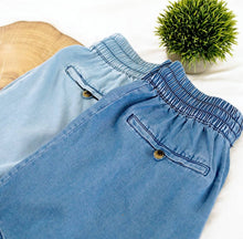 Load image into Gallery viewer, CHAMBRAY FRAYED HEM SHORTS WITH POCKETS
