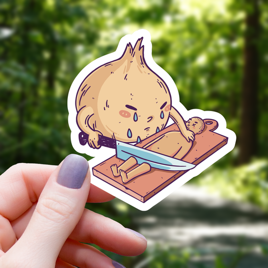 Onion Crying Cutting Human Sticker