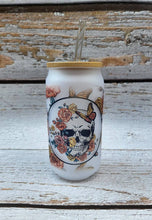 Load image into Gallery viewer, Skull, Butterflies and Roses 18oz Glass Cup

