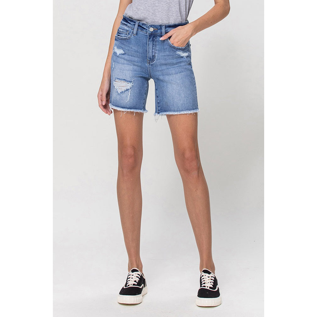 STRETCH HIGH RISE MIDI SHORTS